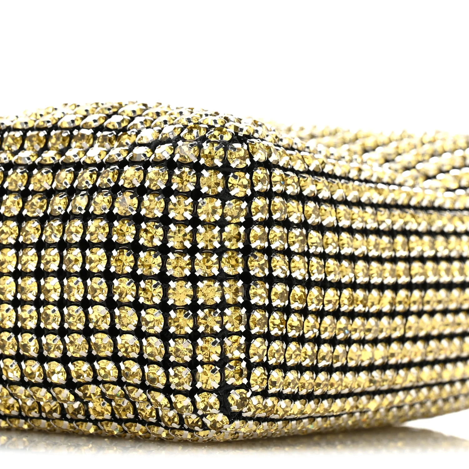 Mesh Crystal Rhinestone Mini Heiress Pouch Porcelain - Top Club