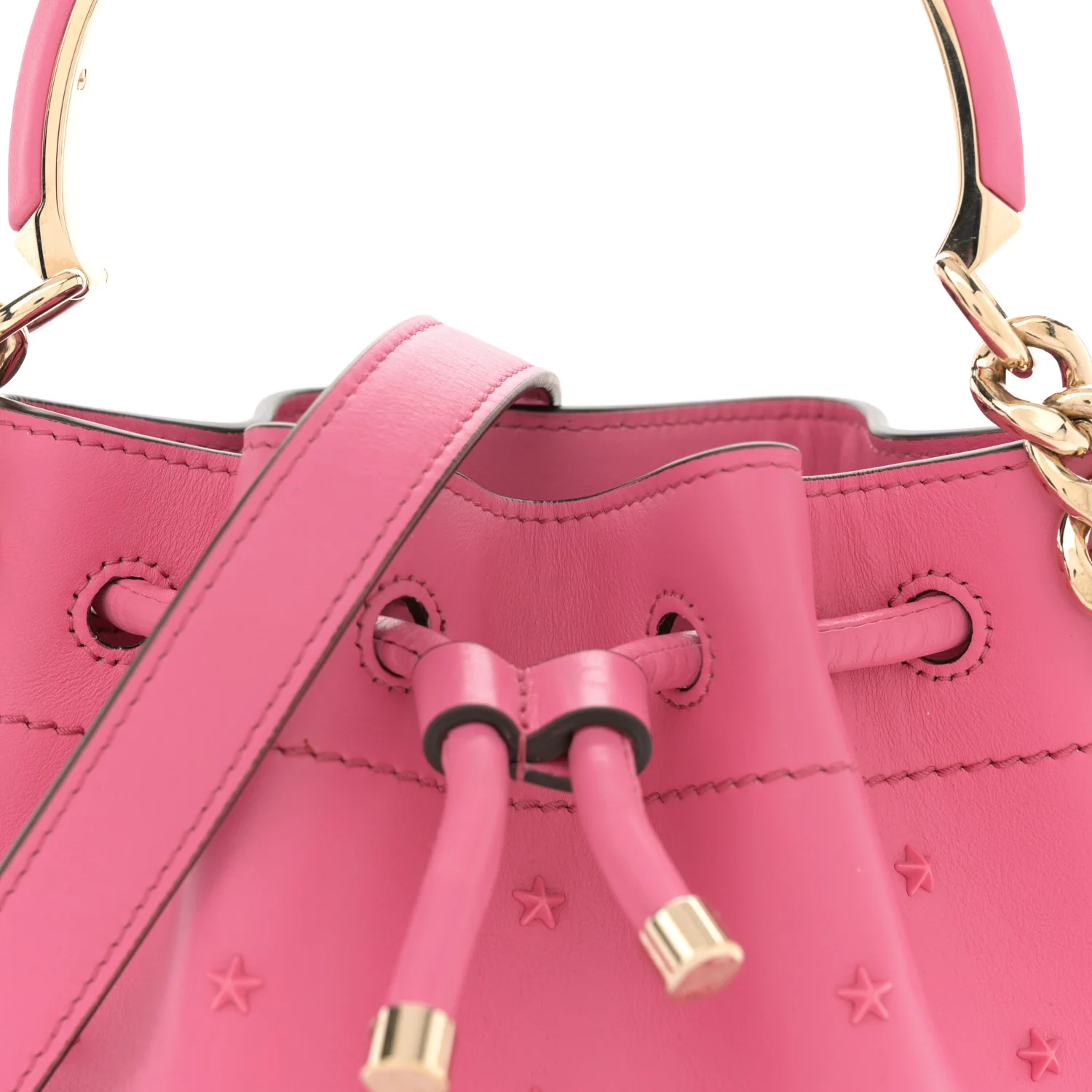 Calfskin Star Studded Bon Bon Bucket Bag Candy Pink - Top Club