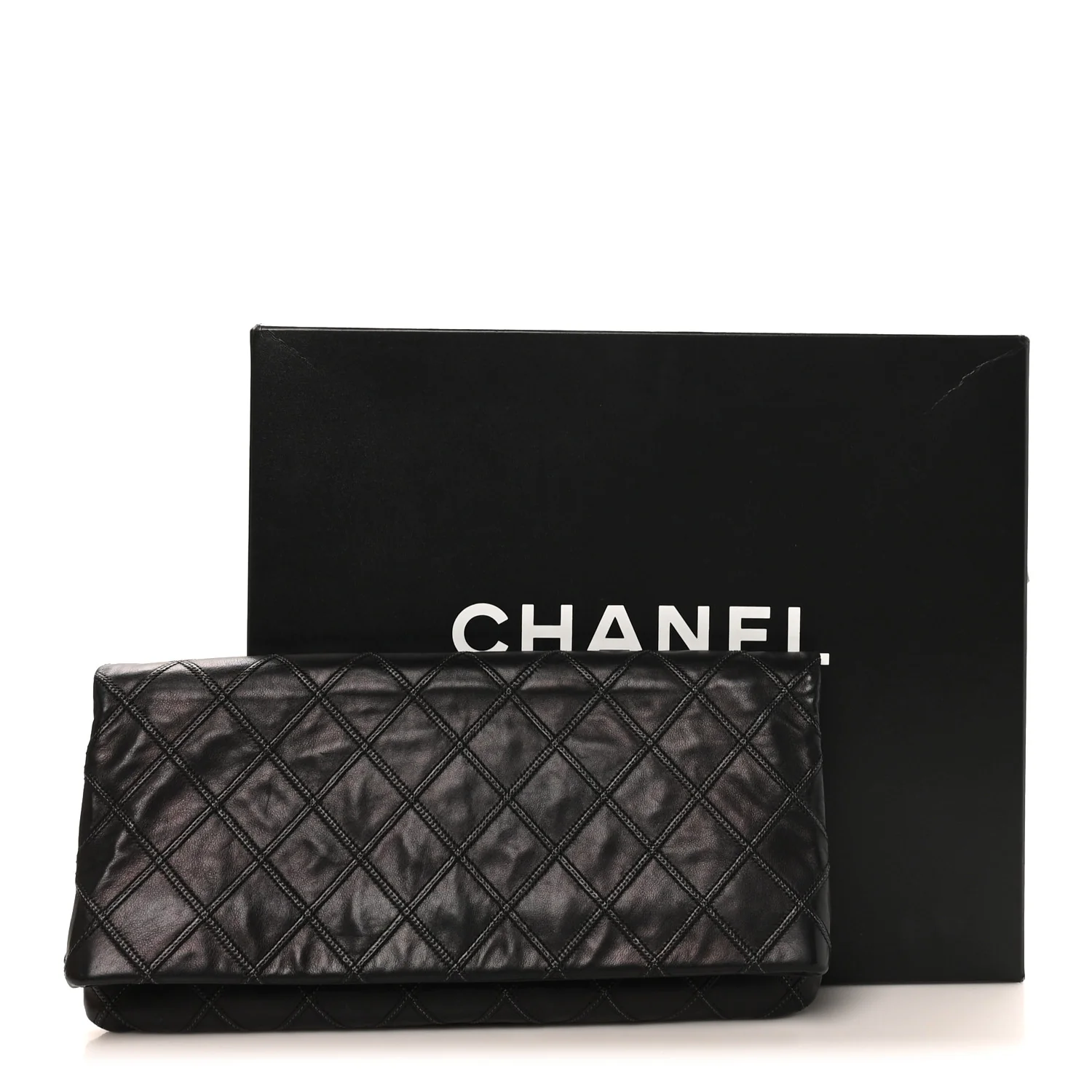 Calfskin Stitched Thin City Clutch Black - Top Club
