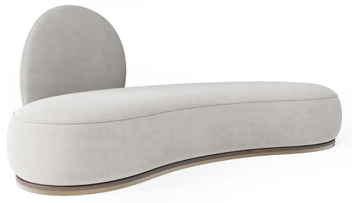 Luxury velvet sofa gray / brown / brass 230 x 100 x H. 86 cm - Curved living room sofa - Hotel sofa - Living room furniture - Hotel furniture - Luxury furniture