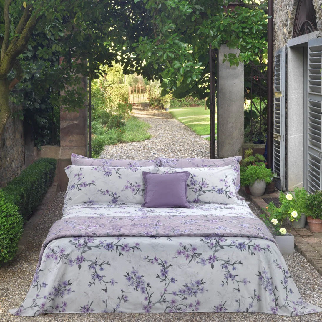 Completo Lenzuola In Percalle Blossom Peach King Size