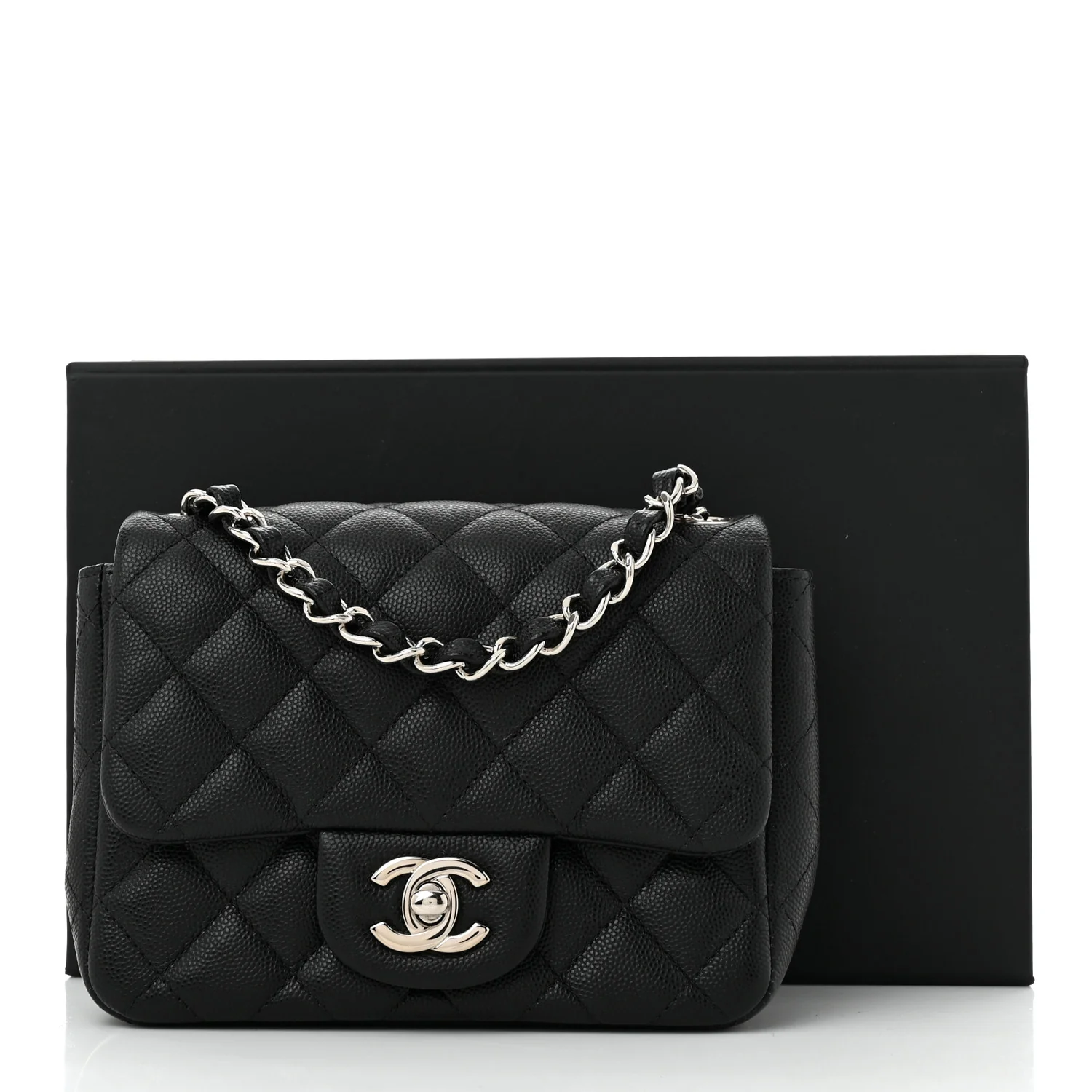 Caviar Quilted Mini Square Flap Black - Top Club