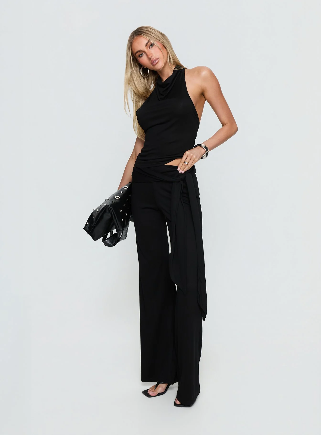 Katiana Wrap Jersey Pants Black