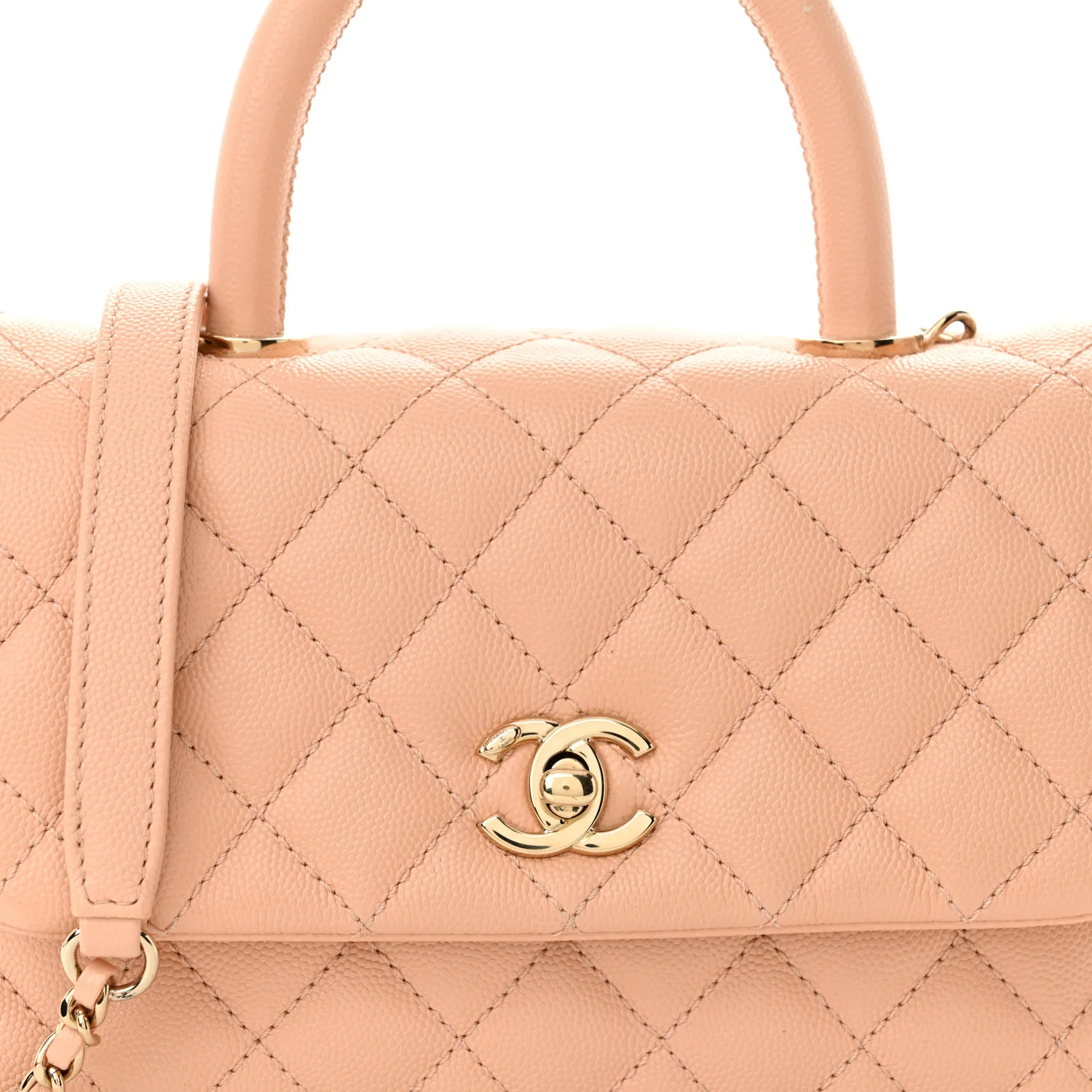 Caviar Quilted Mini Coco Handle Flap Light Pink - Top Club