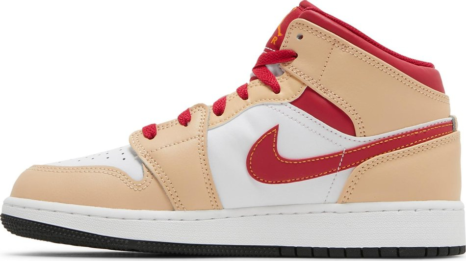 Air Jordan 1 Mid GS  Light Curry Cardinal Red  554725-201 - Sneaker Replica Workshop