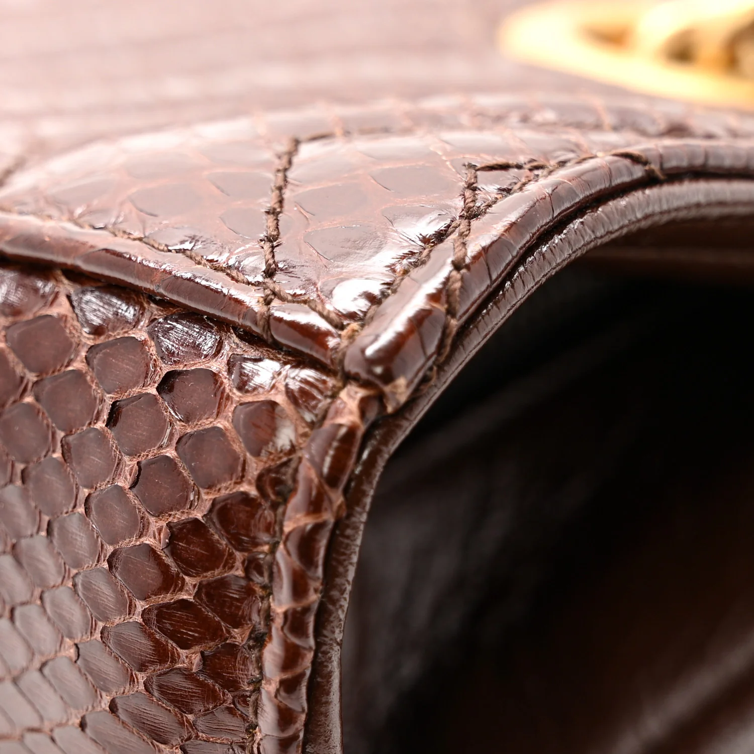 Snakeskin Matelasse Medium GG Marmont Slim Tote Brown - Top Club