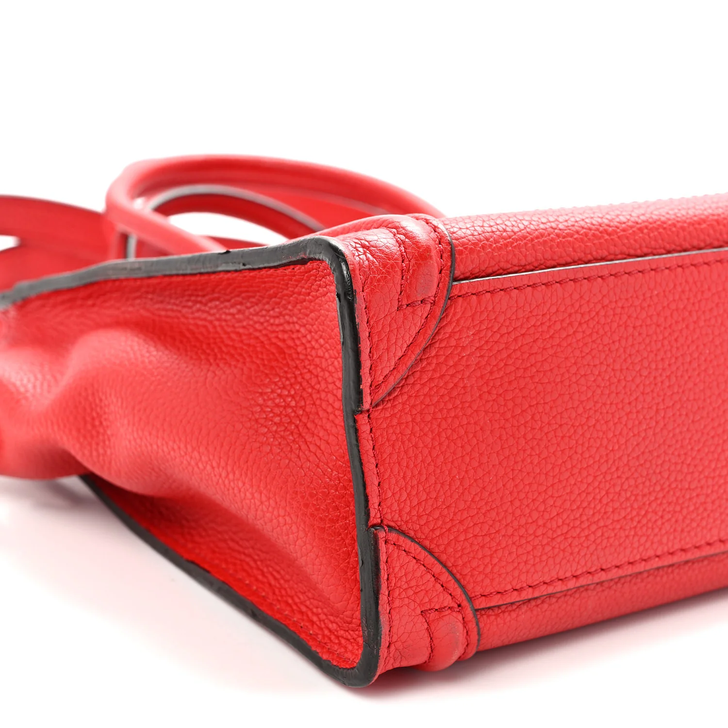 Drummed Calfskin Nano Luggage Vermillion - Top Club