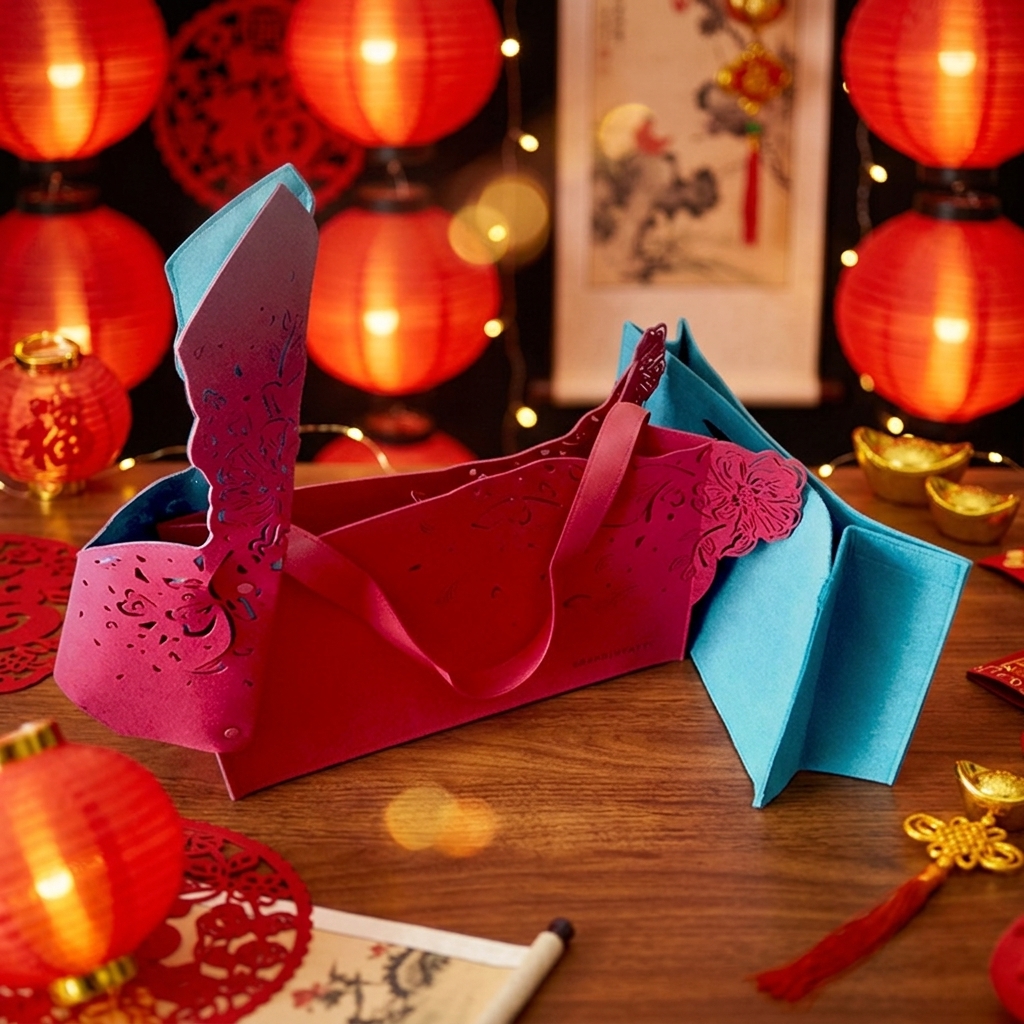 Handmade Laser Cut Rabbit Felt Tote Bag Custom Chinese New Year Animal Shape Paper-cu Design Handbag