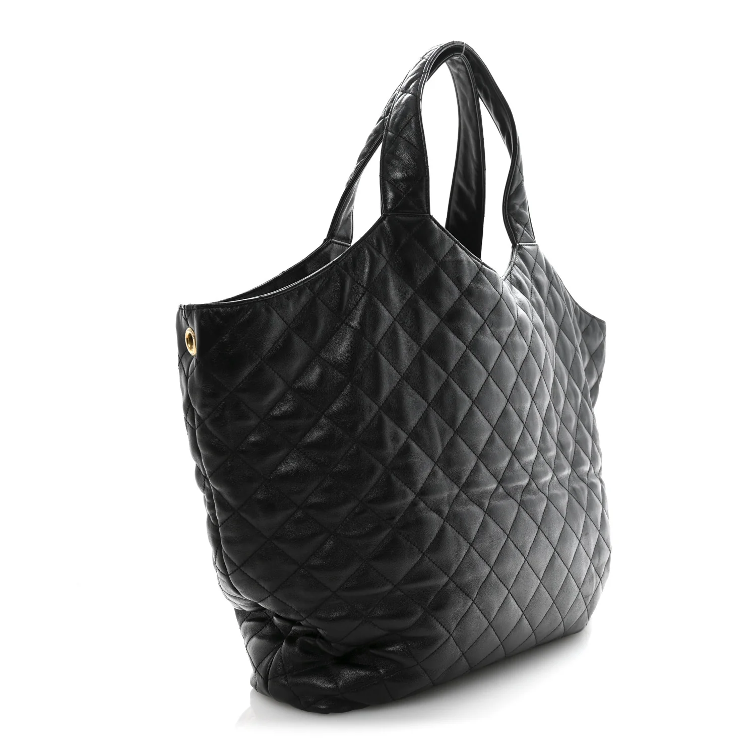 Lambskin Quilted Maxi Icare Shopping Tote Black - Top Club