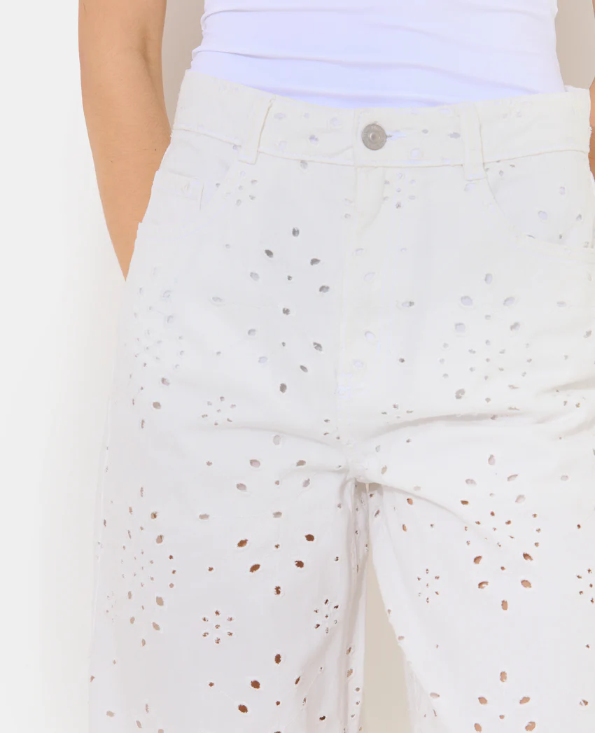 Pimkie Jean wide ajouré façon broderie anglaise