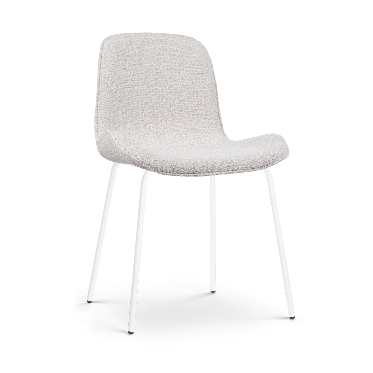 Eetkamerstoel Nora-Fé bouclé beige - wit onderstel