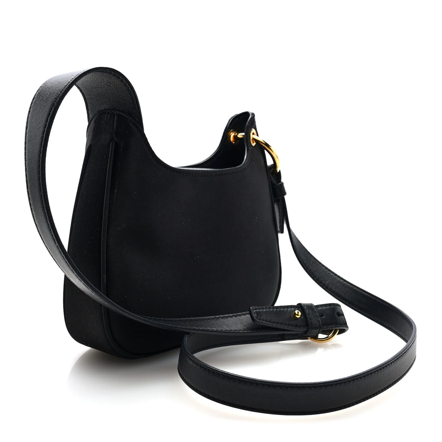 Satin Crystal Embellished La Medusa Mini Hobo Bag Black Multicolor - Top Club