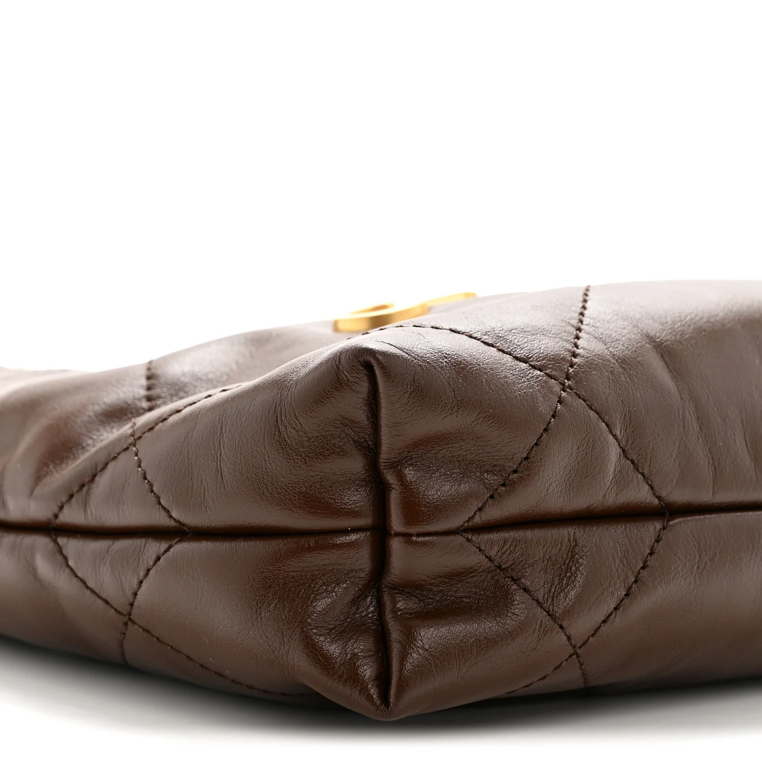 Shiny Calfskin Quilted Mini Chanel 22 Brown - Top Club