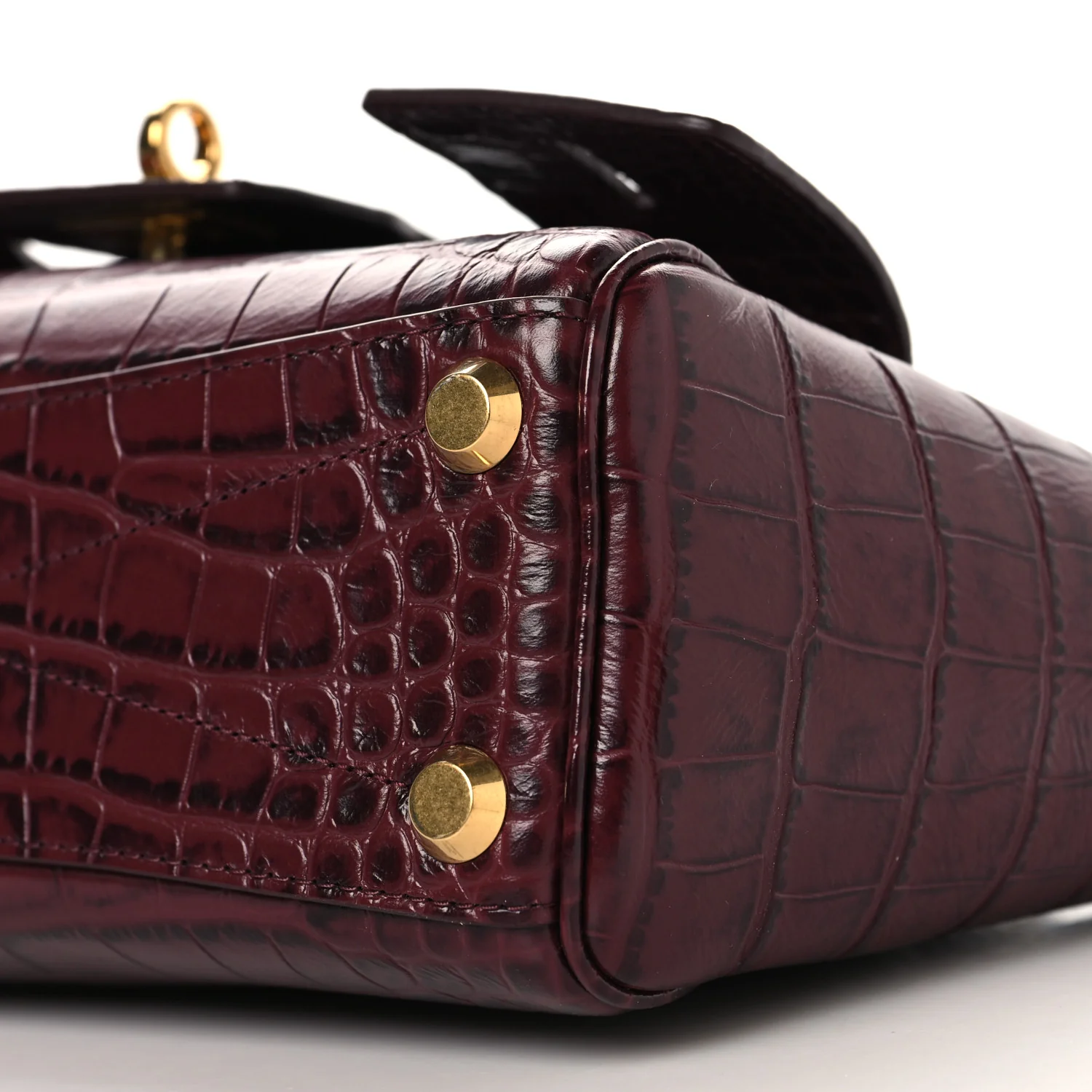 Calfskin Crocodile Embossed Mini Bel Air Carry All Bag Dark Burgundy - Top Club