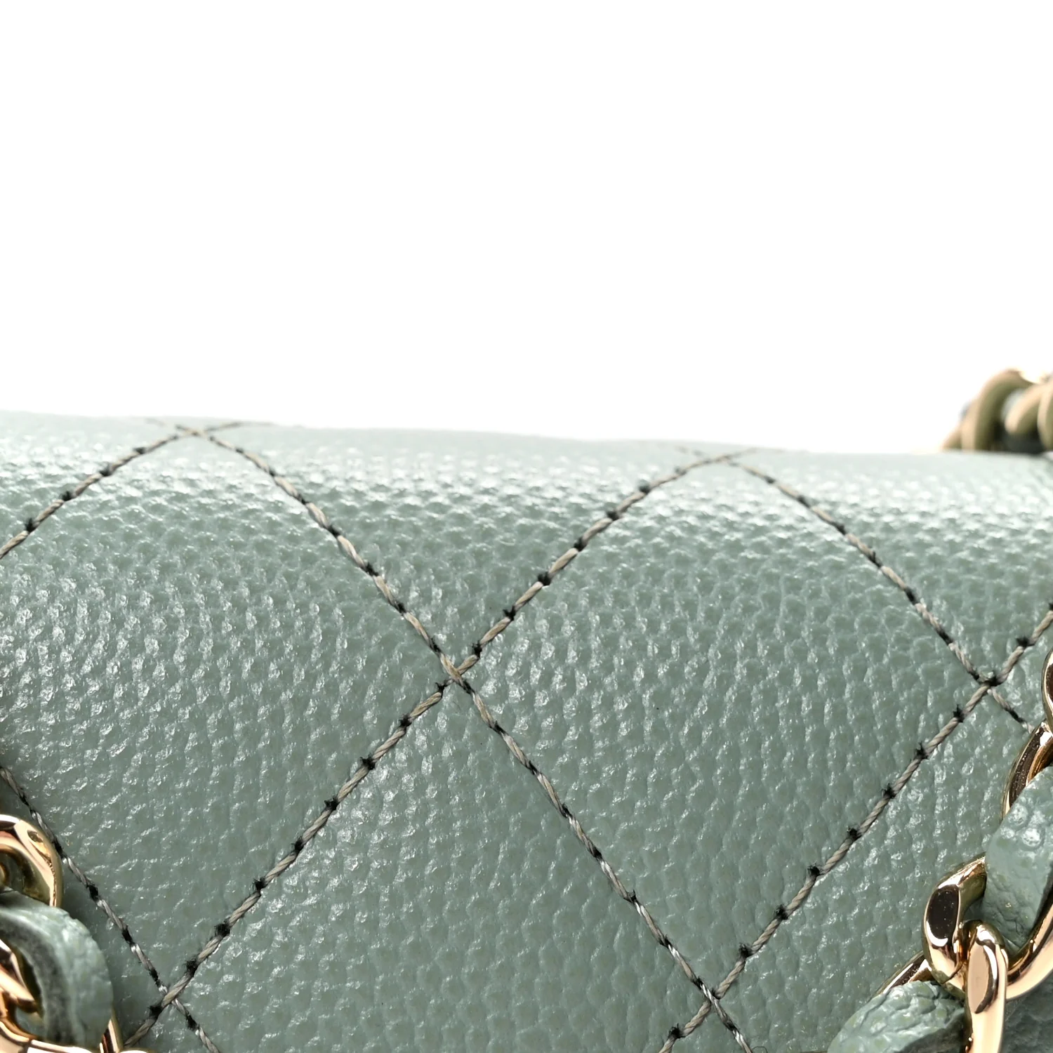 Caviar Quilted Mini Clutch With Chain Light Green - Top Club