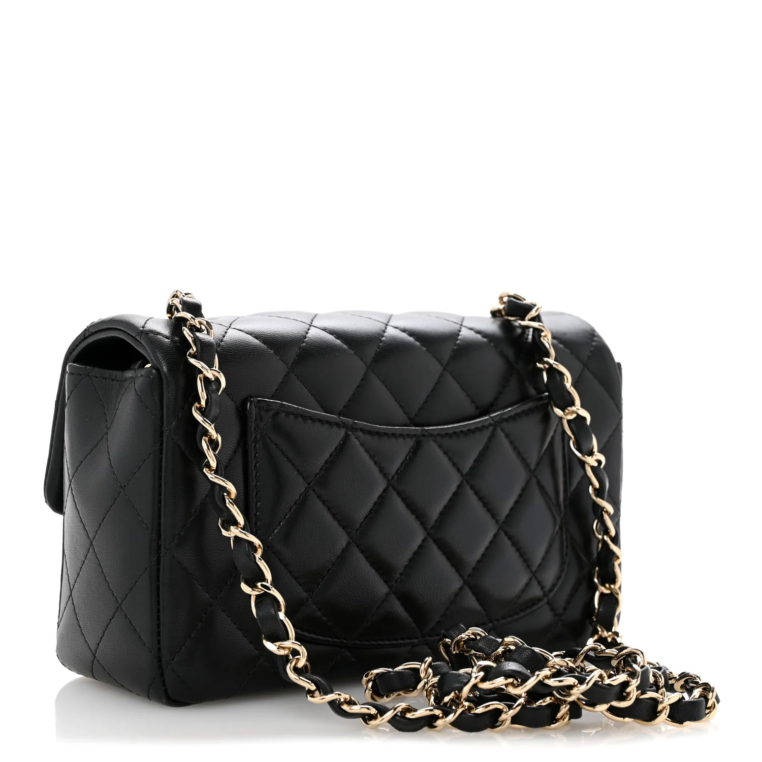 Lambskin Quilted Mini Rectangular Flap Black - Top Club