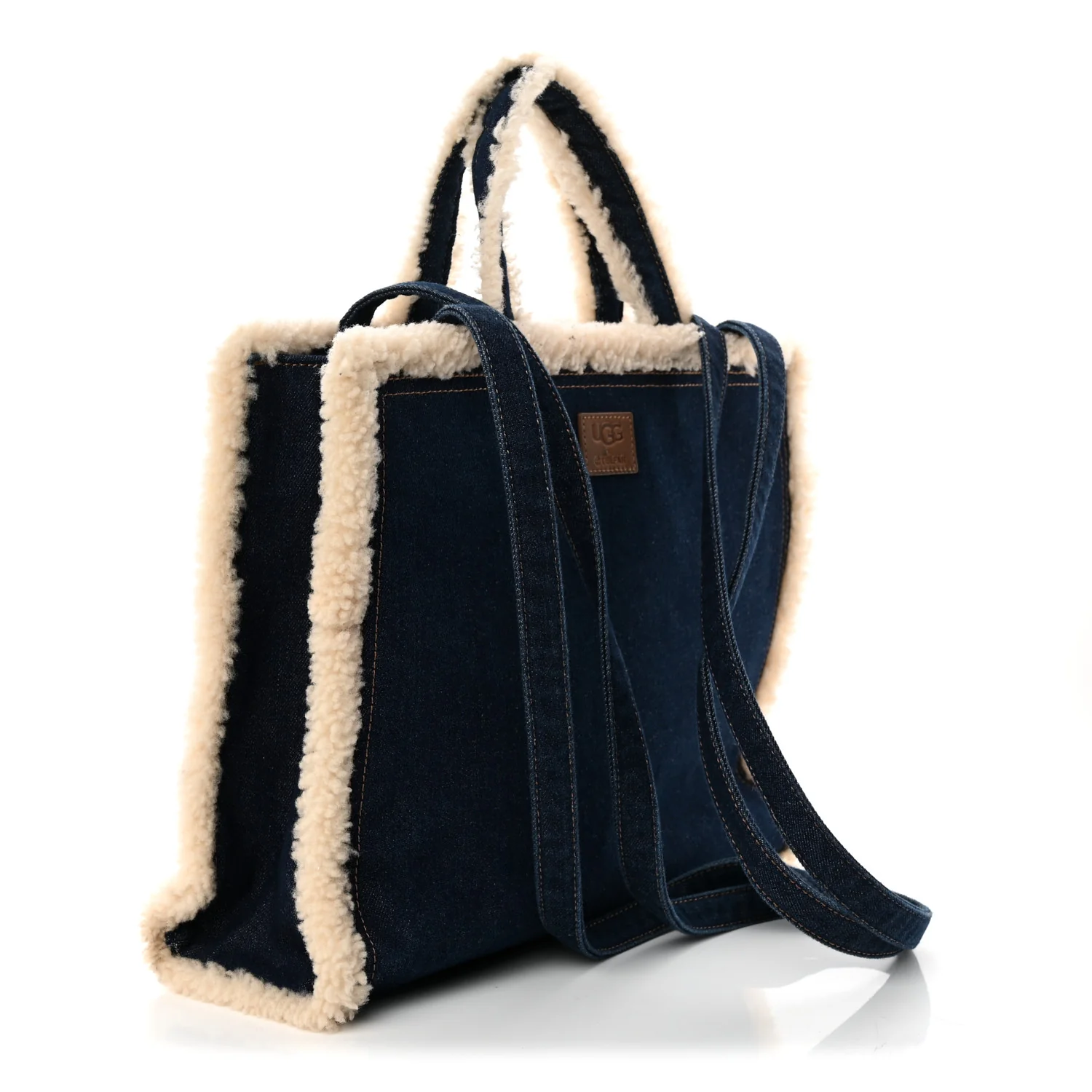 X UGG Denim Shearling Medium Shopping Bag Raw Denim - Top Club