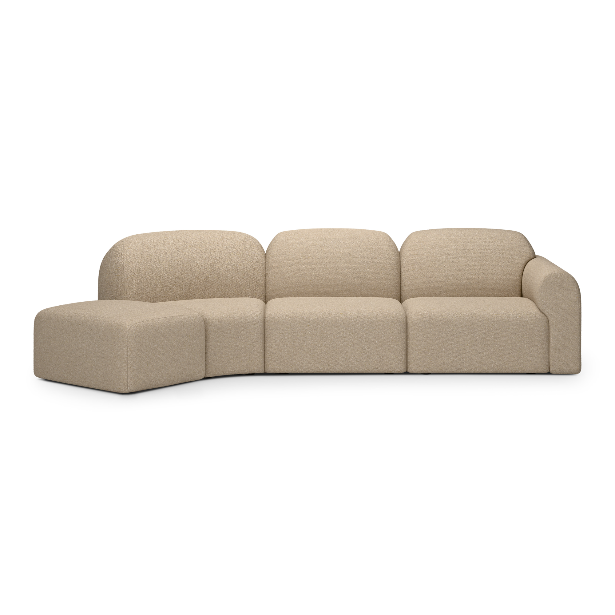 Modulaire bank Bulky links 45° hoek voetenbank almond