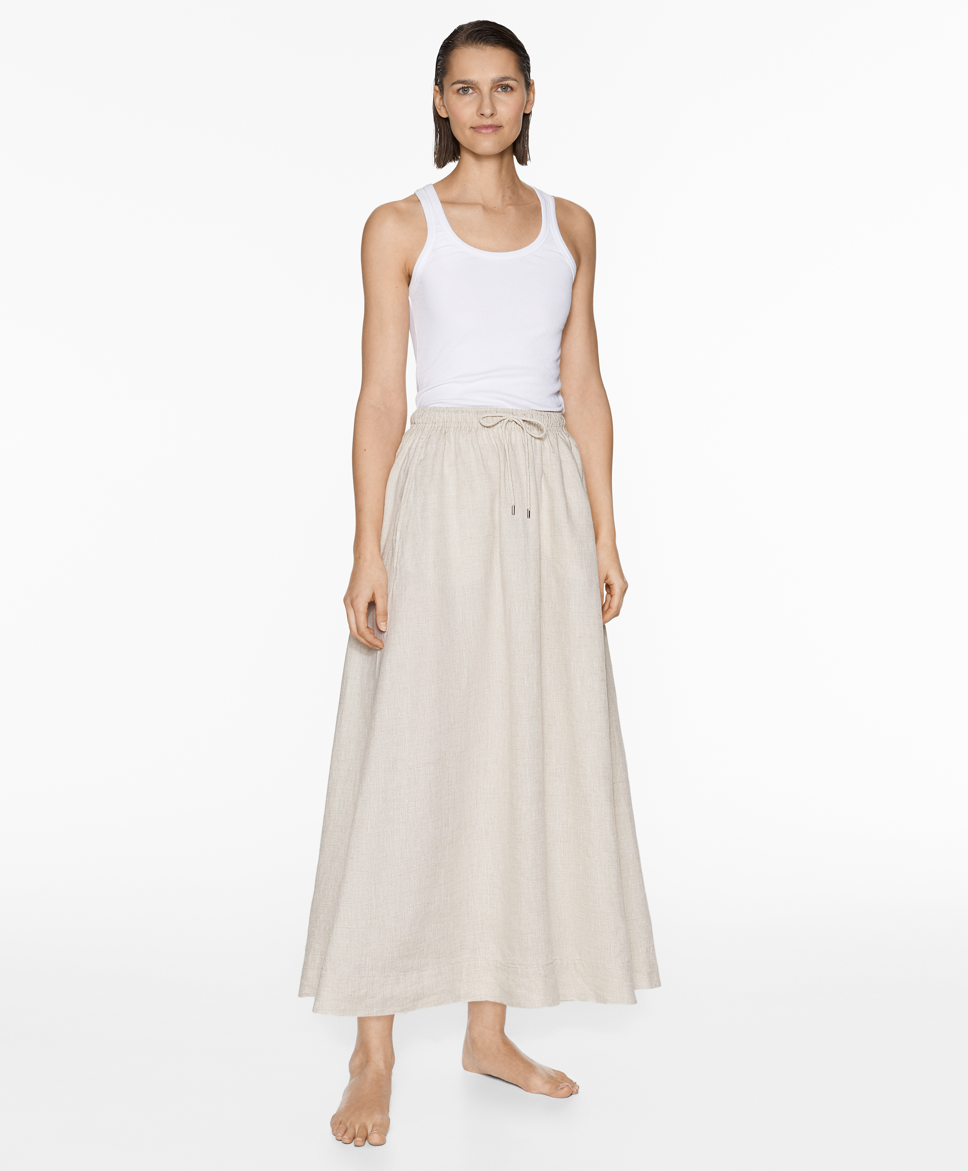 OYSHO Long 100% linen skirt