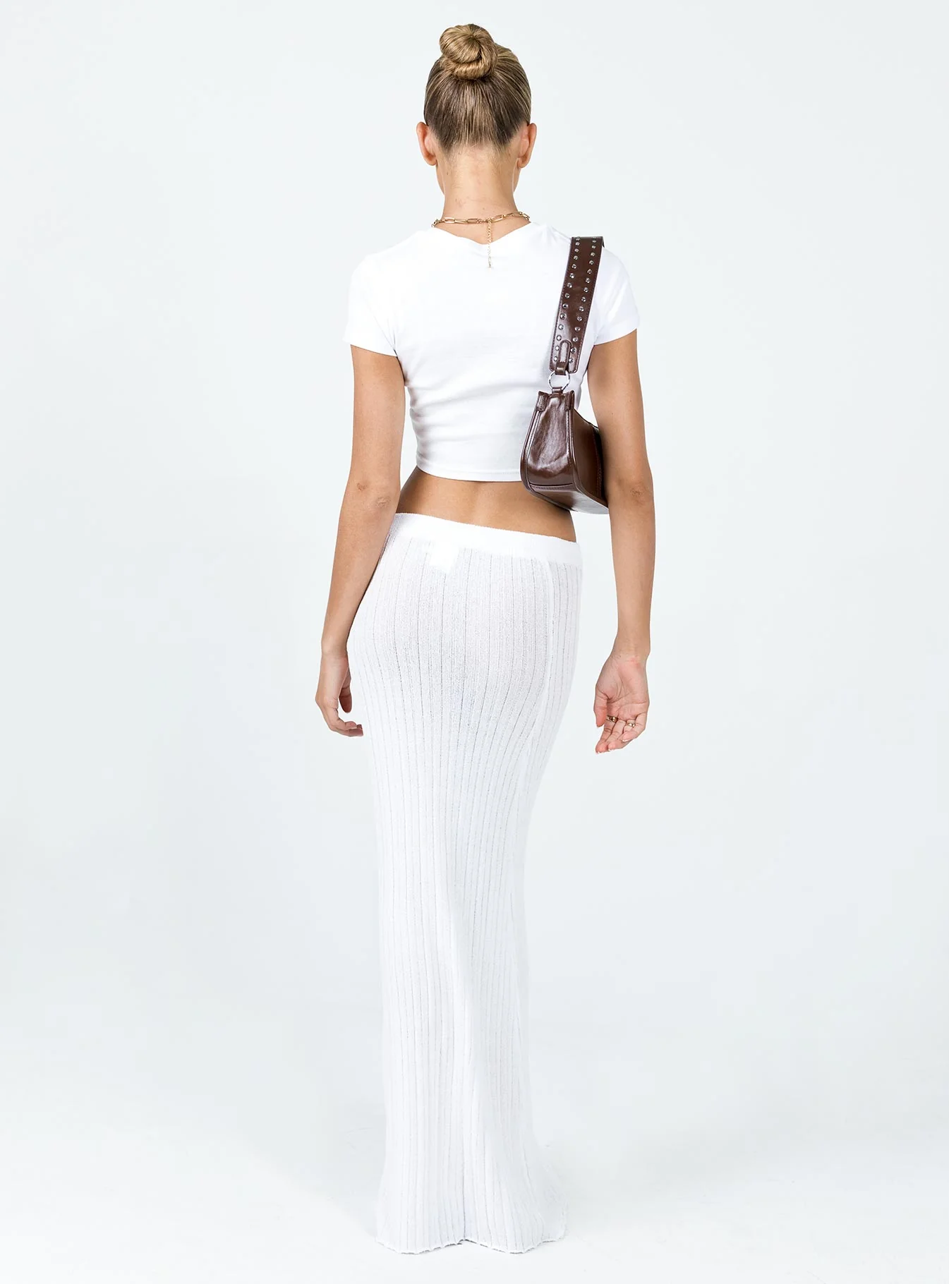 Belle Knit Maxi Skirt White