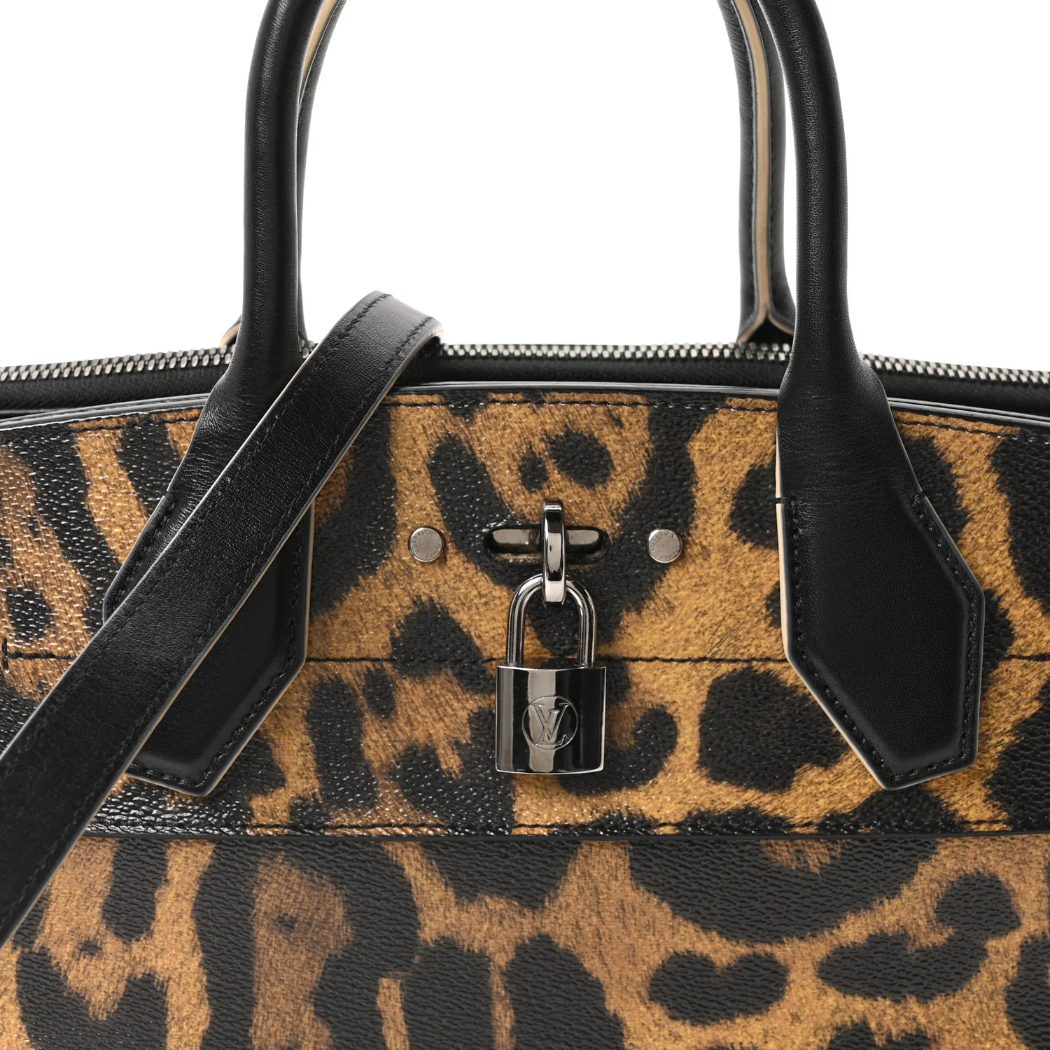 Canvas Calfskin Wild Animal Print City Steamer EW Marron - Top Club