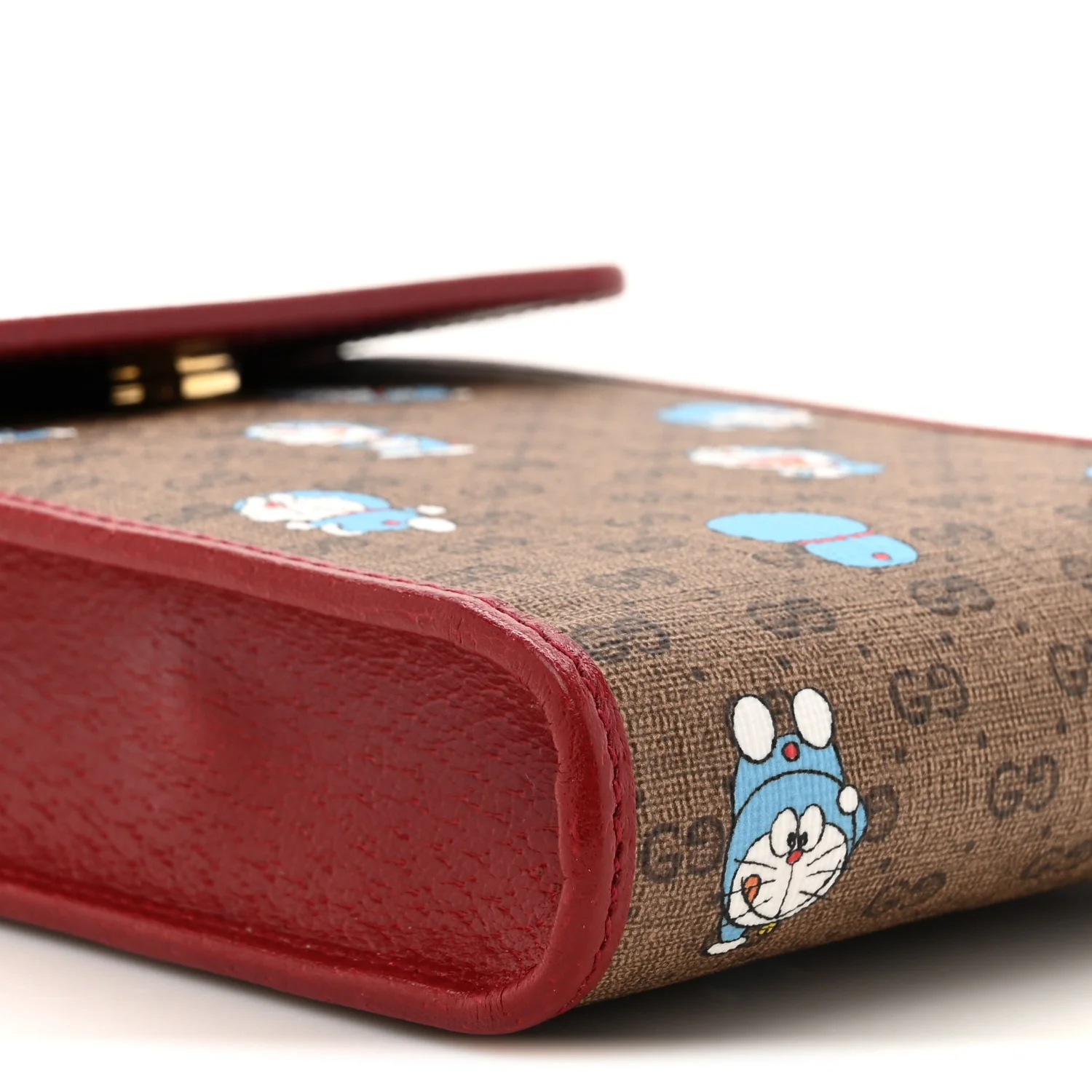X DORAEMON Mini Vintage GG Supreme Monogram Mini Crossbody Bag Beige Cherry Red - Top Club