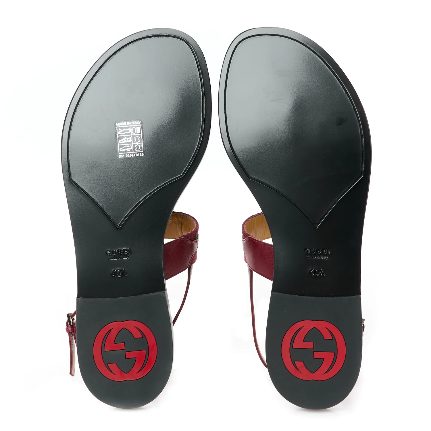 New Canvas GG Malaga Kid Web Interlocking G Womens Thong Sandals 40.5 Rosso Ancora - Top Club