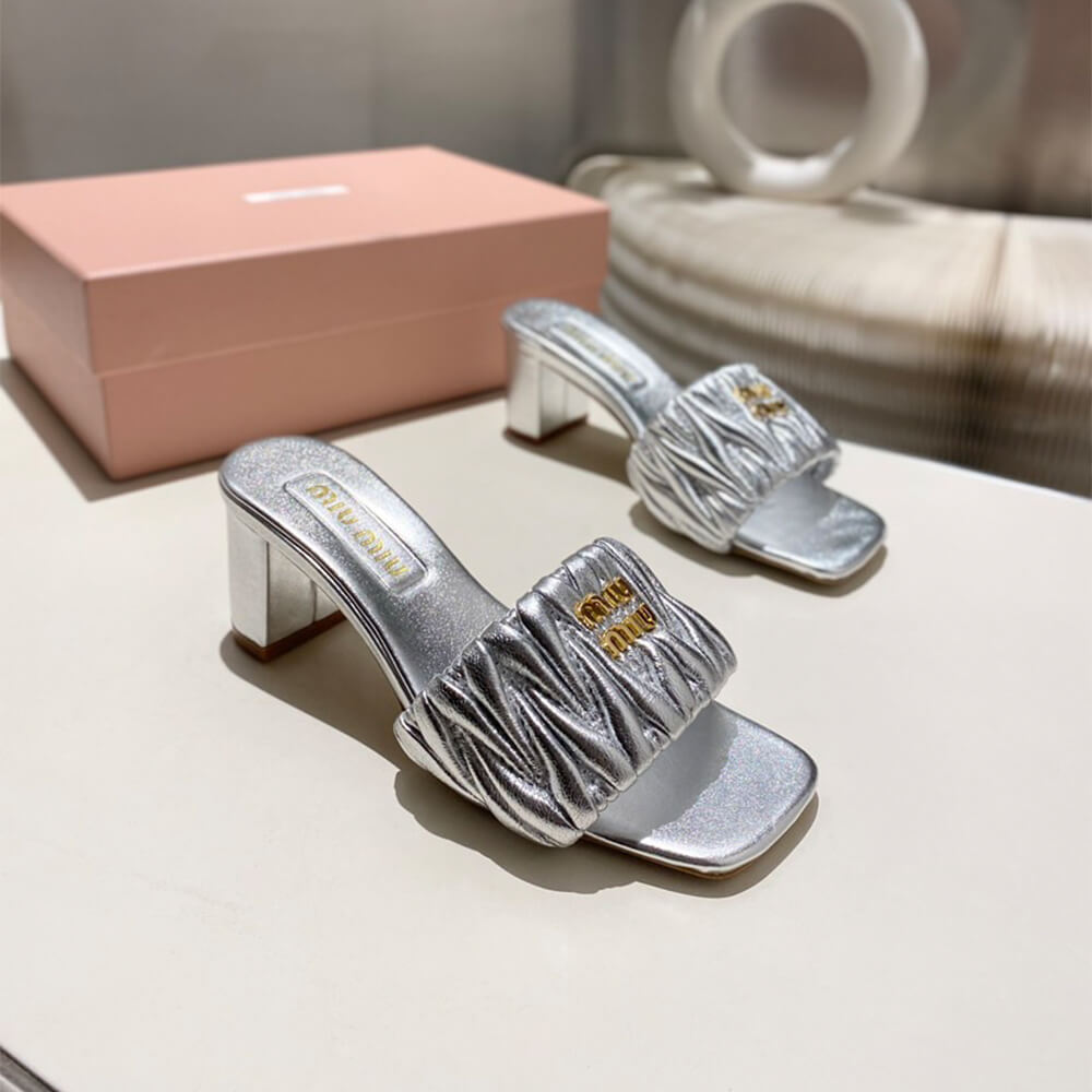 MiuMiu Matelass?? nappa leather slides - Top Club
