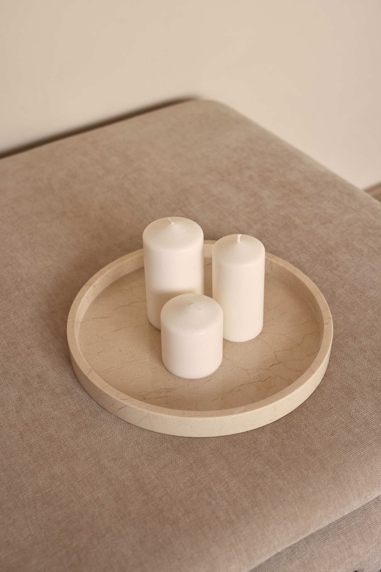 Marmer dienblad rond met rand  Ø30cm beige