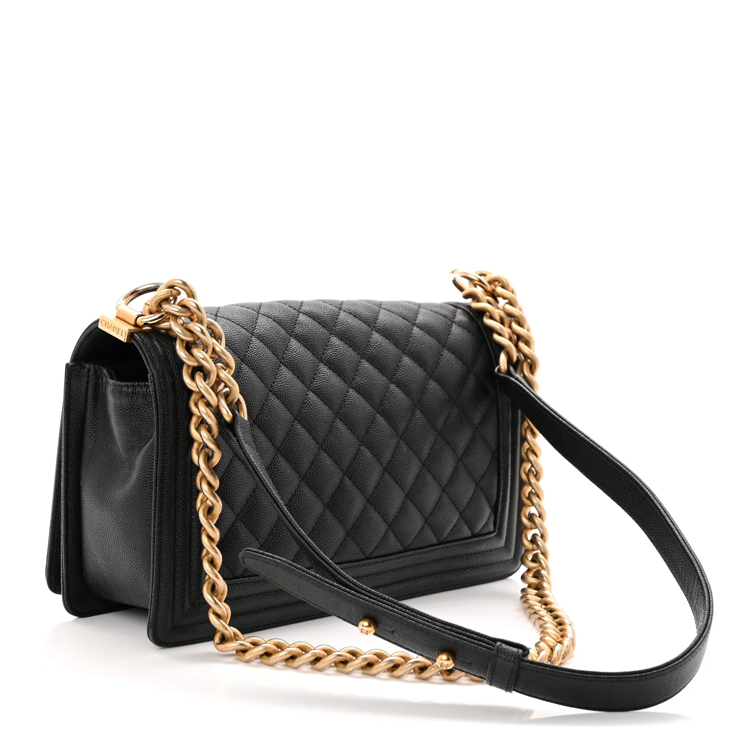 Caviar Quilted Medium Boy Flap Black - Top Club