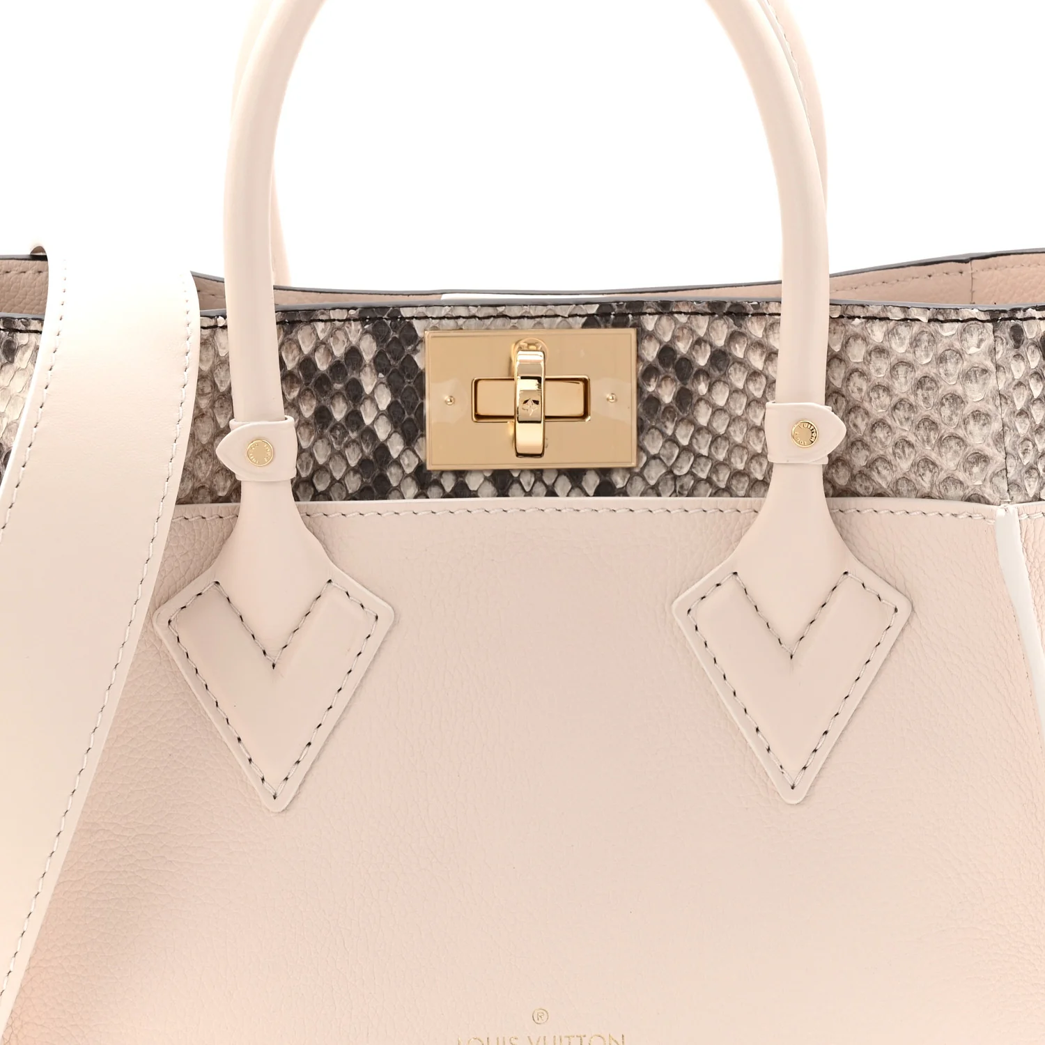 Calfskin Karung Snakeskin Mahina On My Side PM Quartz White - Top Club