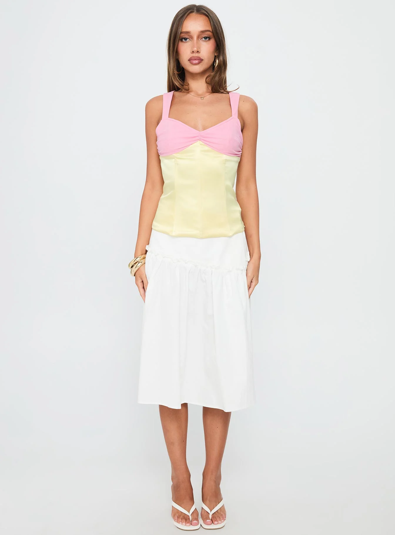 Zariela Contrast Bust Top Pink / Yellow