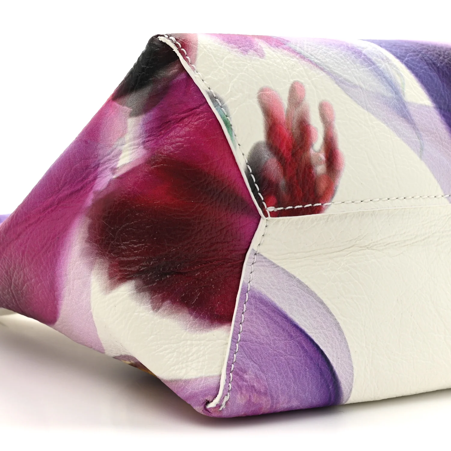 Crinkled Calfskin Future Floral Mini The Sack Bag White Multicolor - Top Club