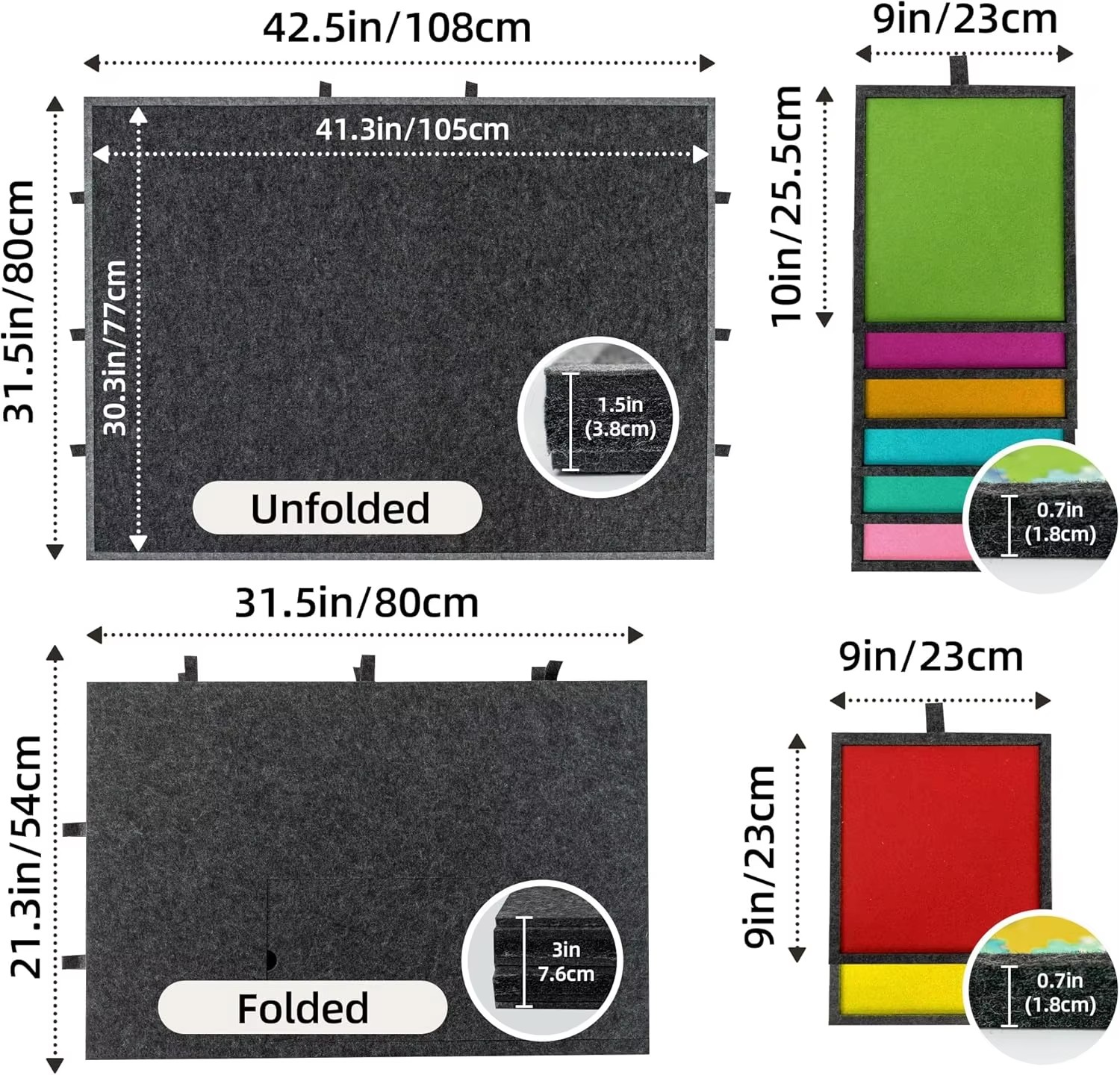 Dark Grey Felt 2000-Piece Eco-friendly Durable Lightweight Foldable Tilting Puzzle Board 8 Colored Drawers Protective Cover