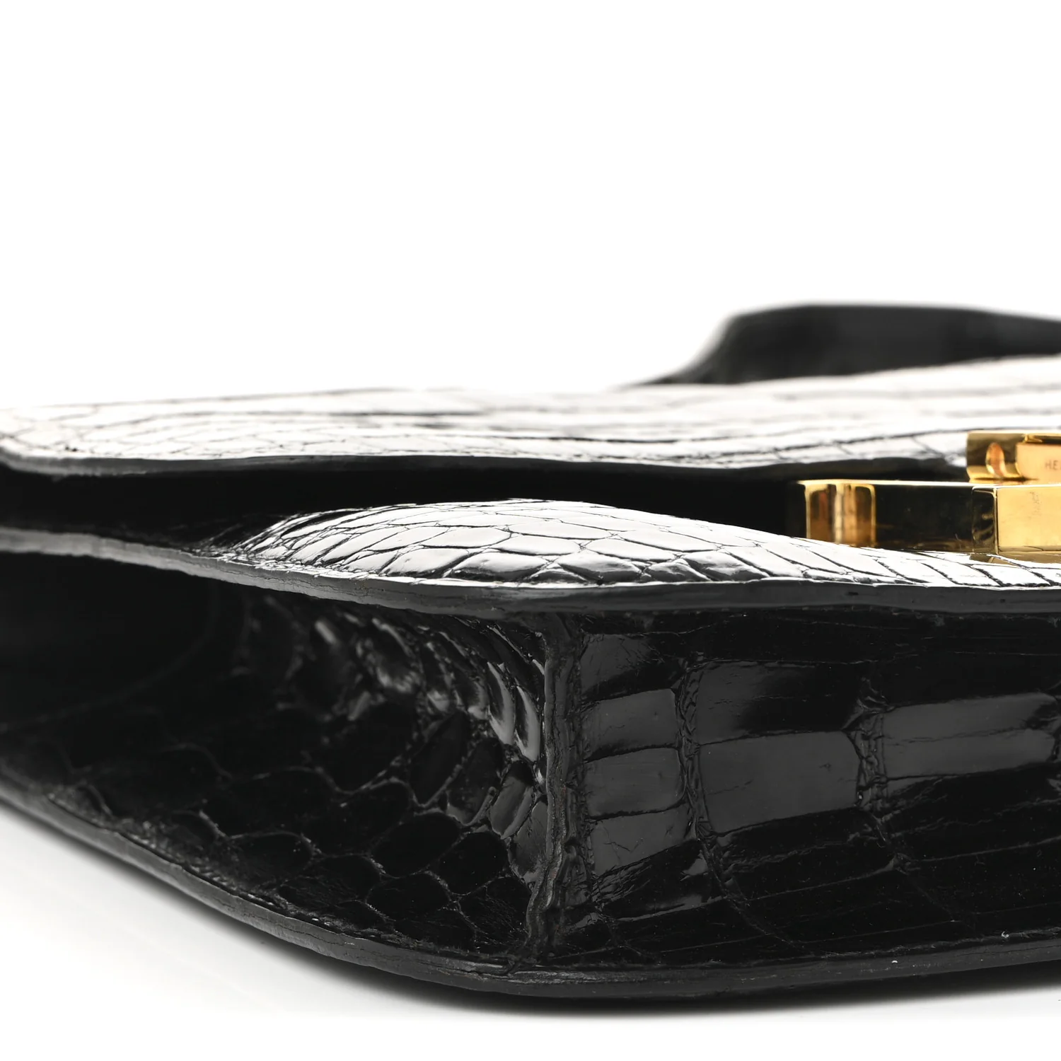 Shiny Caiman Crocodile Constance 23 Black - Top Club