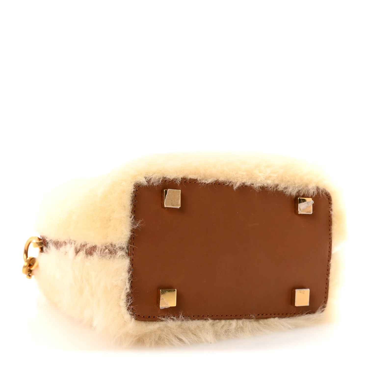 Shearling Le 37 Mini Bucket Bag Cream - Top Club