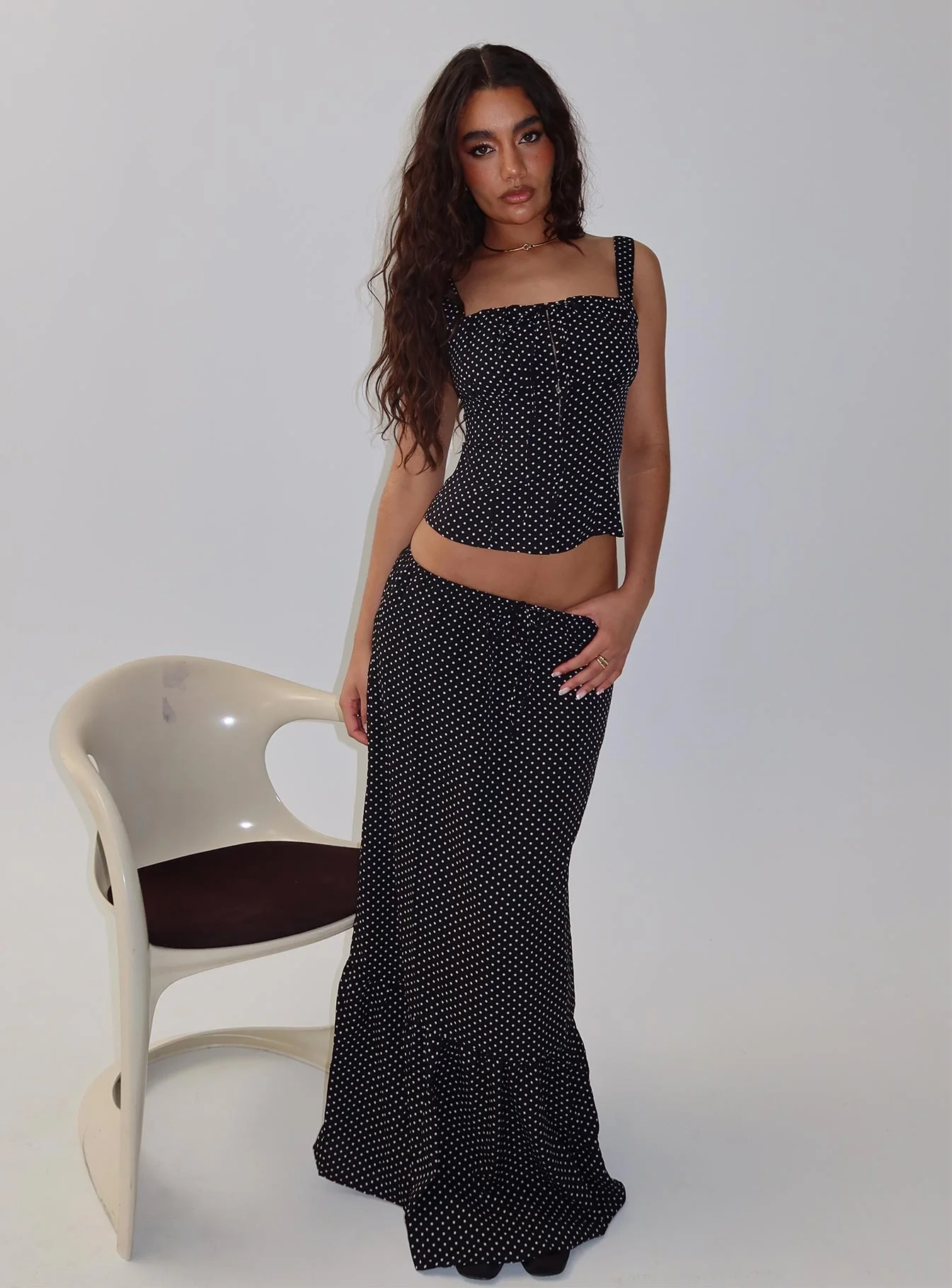 Modern Girl Maxi Skirt Black / Polka Dot