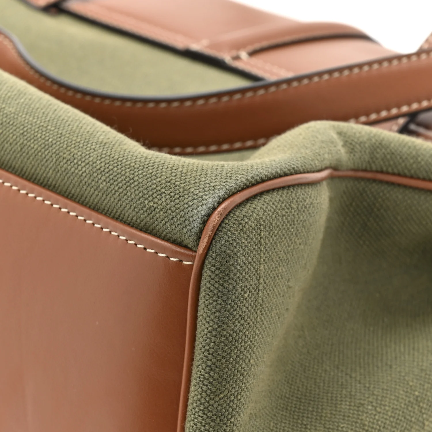 Canvas Calfskin Medium Soft 16 Top Handle Bag Khaki Tan - Top Club