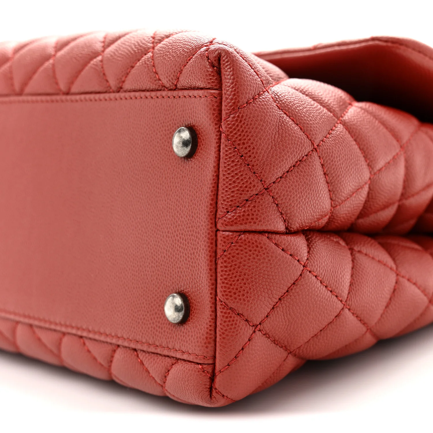 Caviar Quilted Medium Coco Handle Flap Dark Red - Top Club