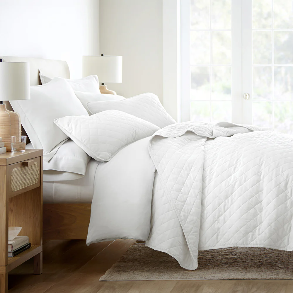 3-Piece Diamond Stitch Quilted Coverlet Set - Sale