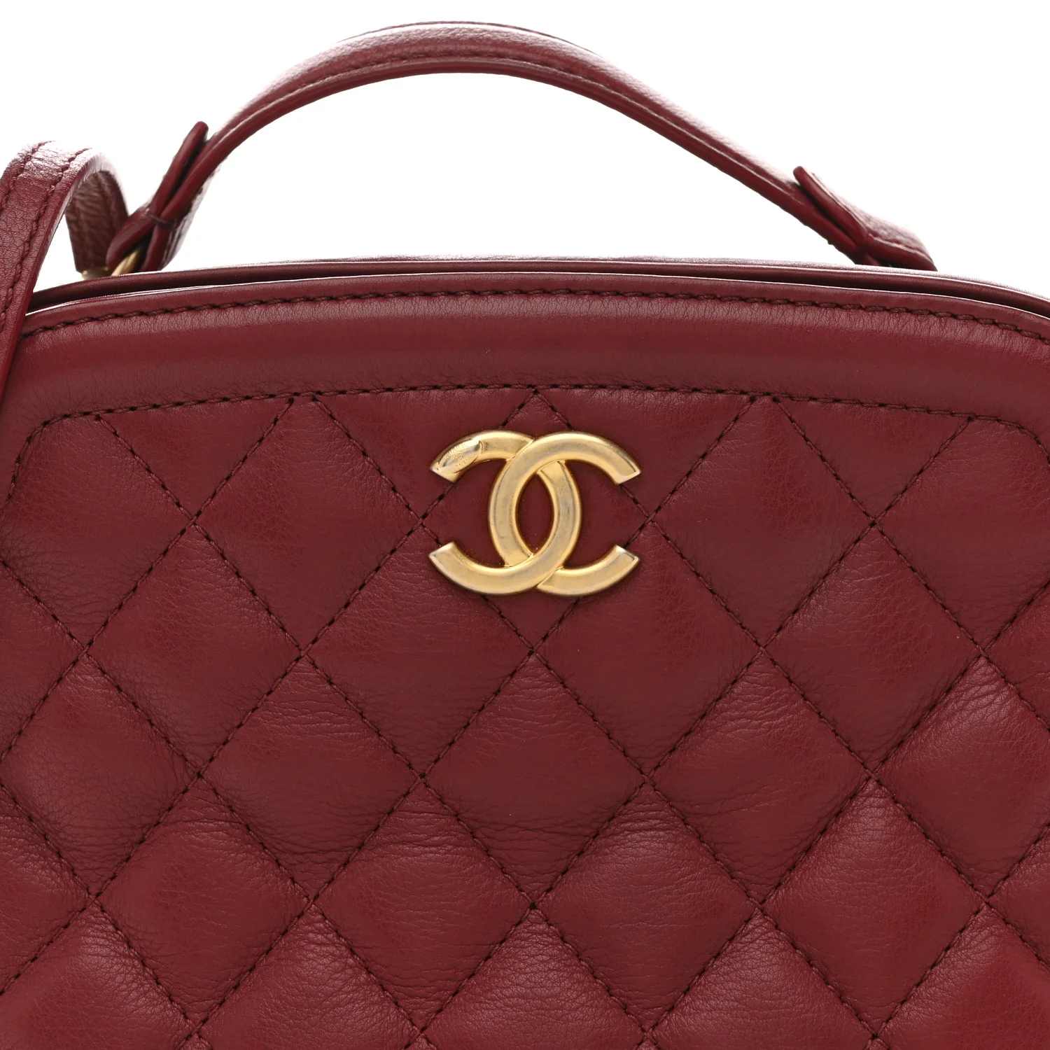 Calfskin Quilted CC Small Vanity Case Dark Red - Top Club