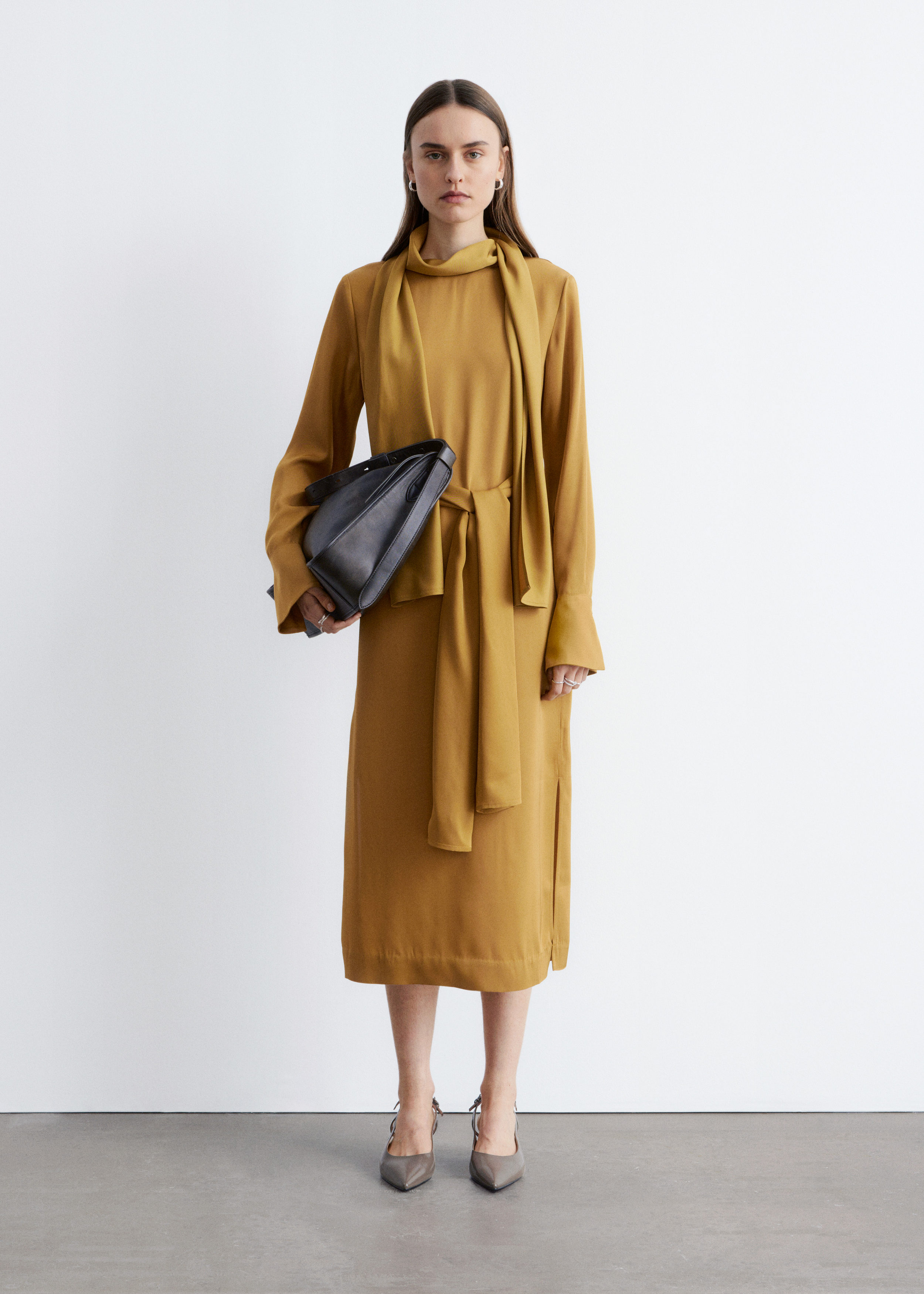& Other Stories SCARF-NECK MIDI DRESS