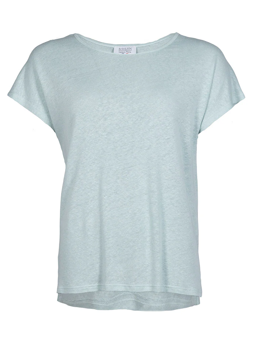 Top femme fluide en lin vert d'eau