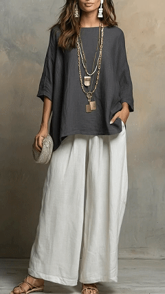 Cozy Cotton-linen Irregular Top And Wide-leg Pants Two-piece Set - Nordfashionstorm - Women's Clothing, Fashion for You - Nordfashionstorm.com