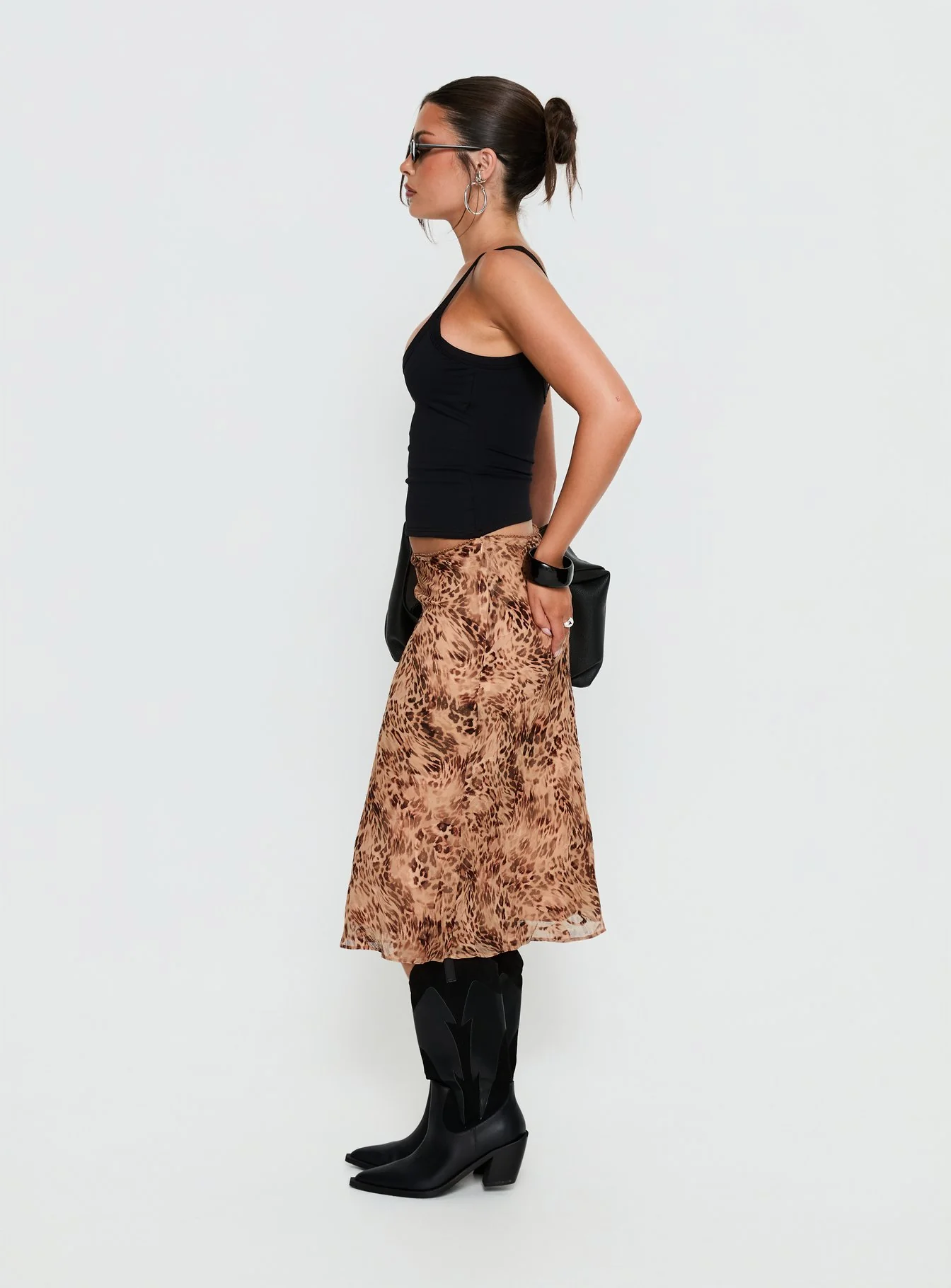 Sydni Midi Bias Cut Skirt Leopard