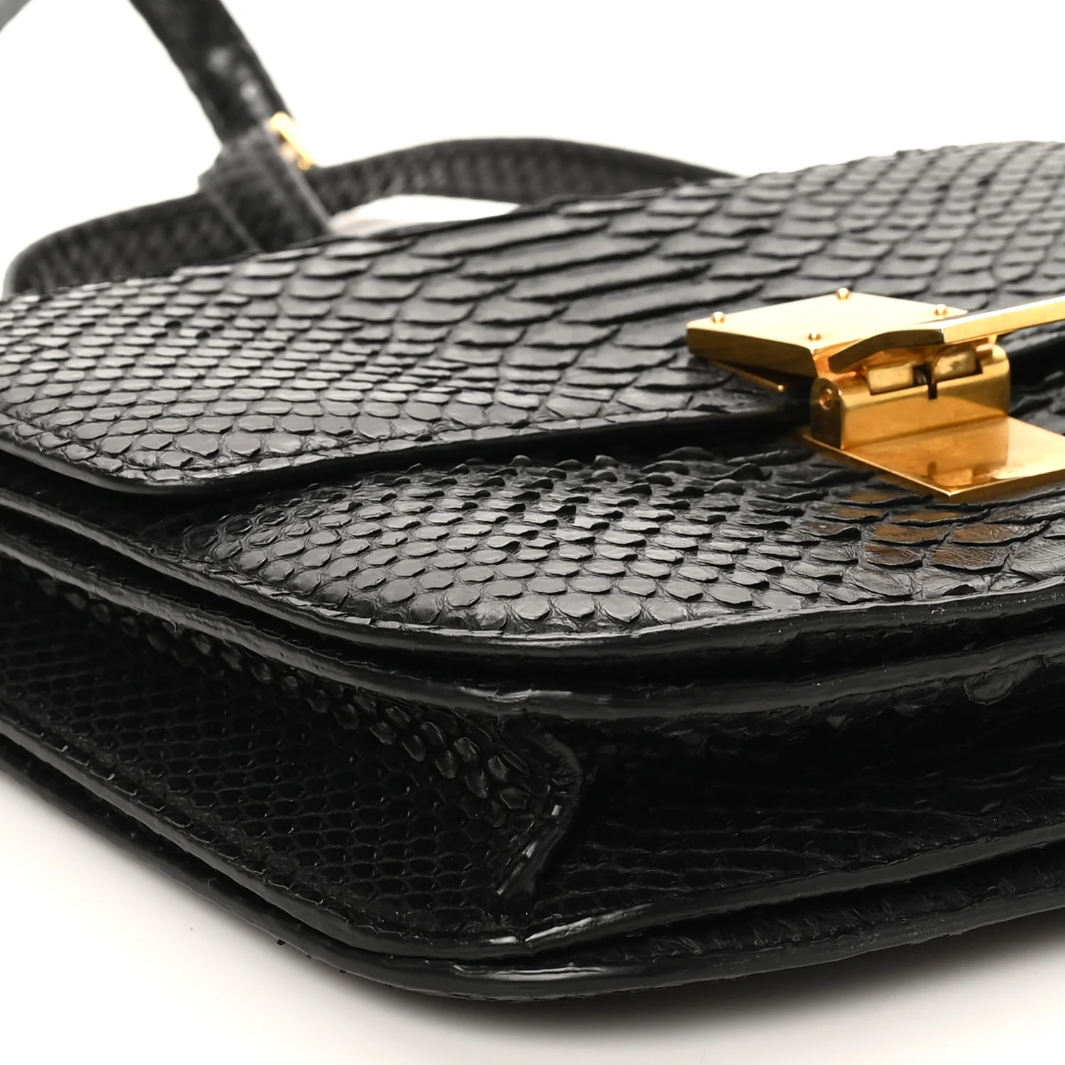 Snakeskin Medium Classic Box Flap Bag Black - Top Club