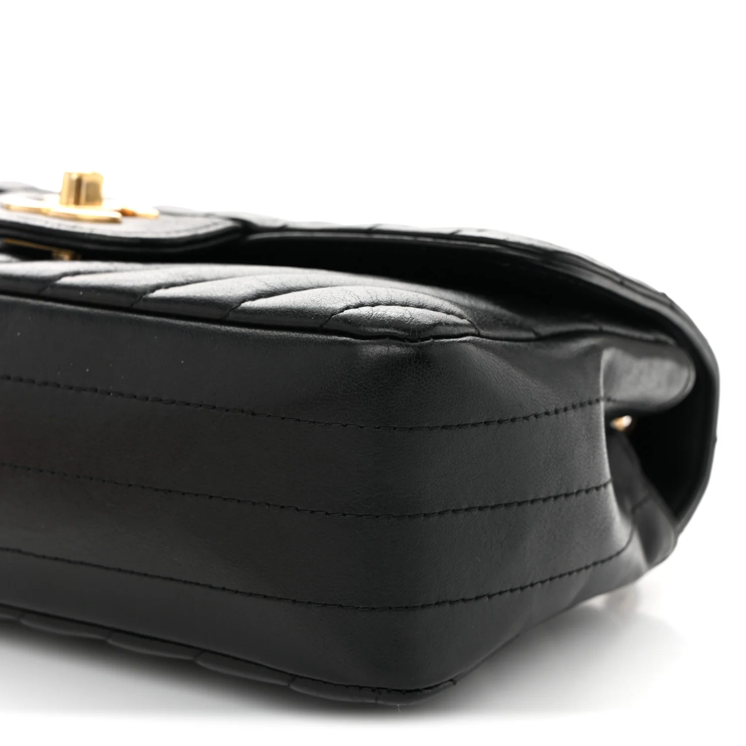 Lambskin Chevron Quilted Mini Rectangular Flap Black - Top Club