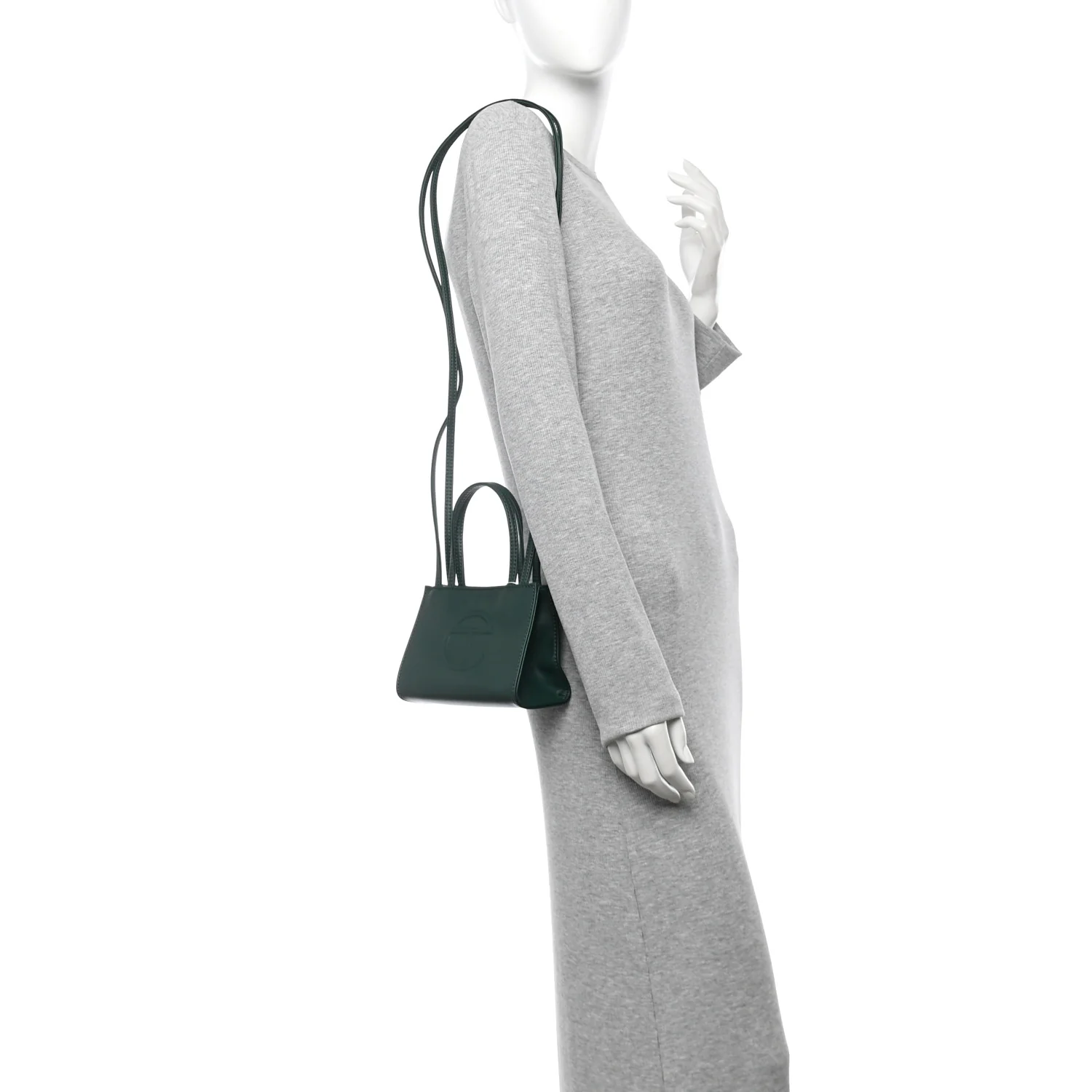 Vegan Leather Small Shopping Bag Dark Olive