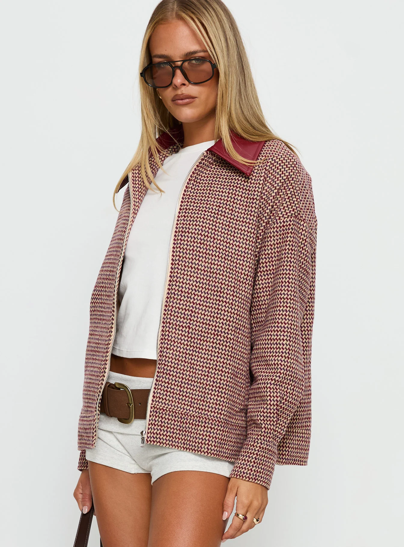 End Of The Day Collared Jacket Red Multi