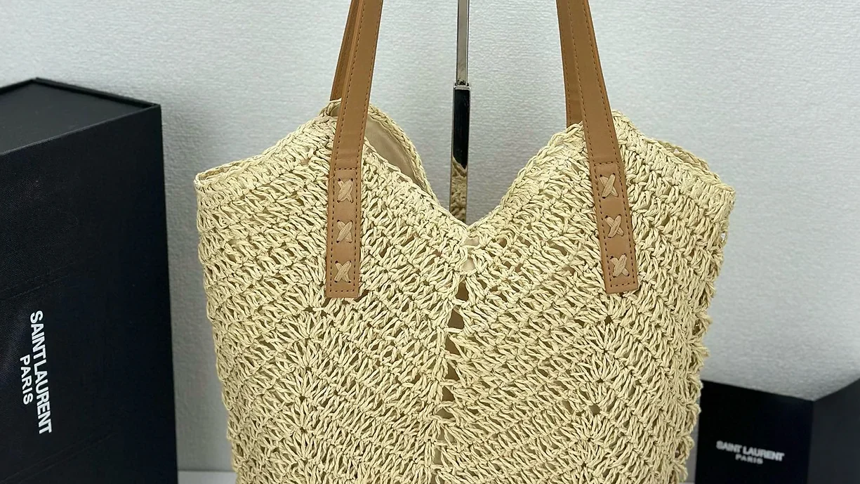 SAINT LAURENT YSL Raffia tote Bag - Top Club